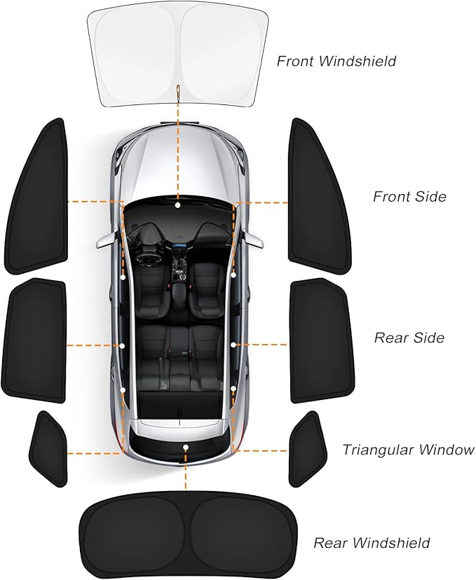 KUST Car Window Shades for Chevy Equinox 2025-2026 (Not for EV) Windshield Sun Shade Side Window Cover UV Block Privacy Protection Equinox Accessories for Camping Blackout Rear Back Full Set 8PCS