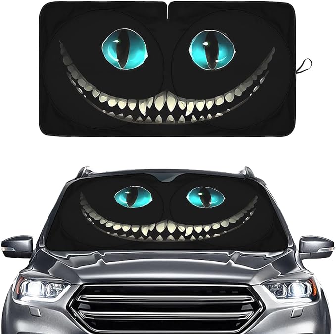 Horror Windshield Sun Shade for Car SUV Truck (55x30 Inches), Front Window Visor for Windows, Protector Blocks UV