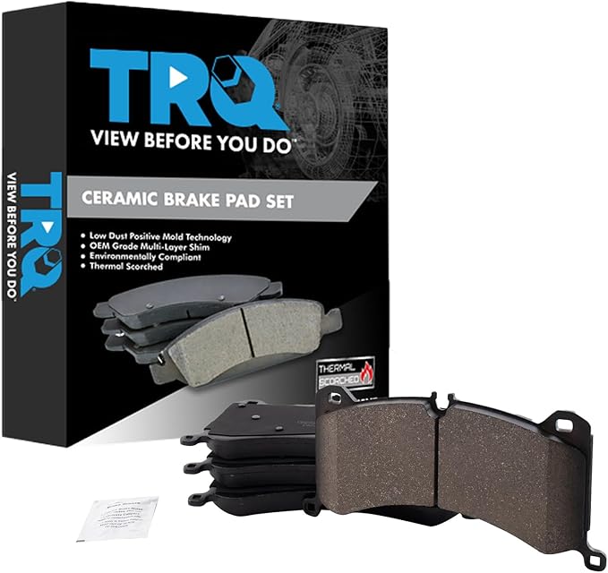 TRQ Front Ceramic Brake Pad Set Includes Contact Point Grease Compatible with 2019 Audi e-tron Quattro 2021 e-tron Quattro 2022 e-tron Quattro