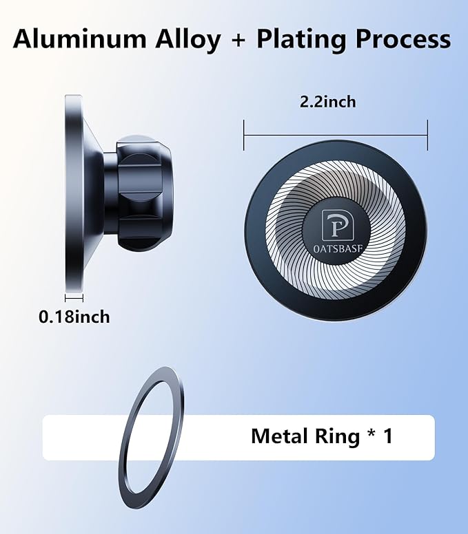 Metal Magnetic 17mm Ball Mount Phone Holder Base for Car Mount Replace Joint [Dual Head Screen Phone Holder Clip Head Accessory]
