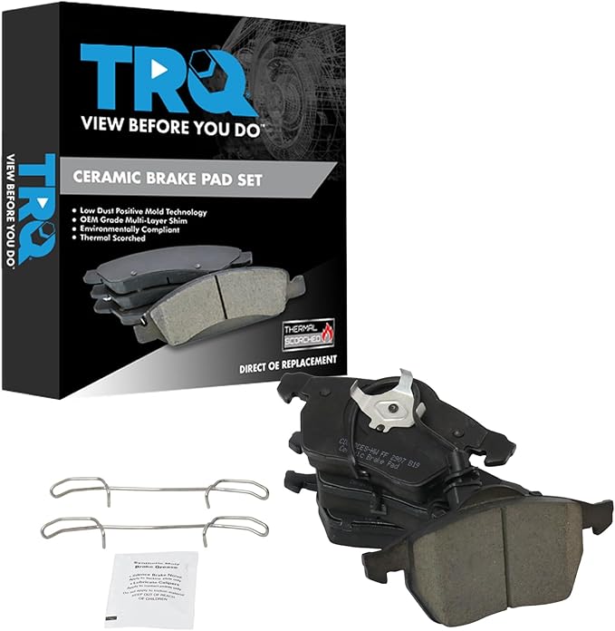 TRQ Front Brake Pads Ceramic Compatible with 1999-2006 Audi A4 1999-2006 A4 Quattro 2000-2004 A6 2000-2004 A6 Quattro 2003 RS6 2002 S4 2002-2003 S6 2000-2005 Volkswagen Passat