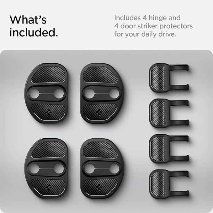 Spigen Door Striker and Hinge Door Lock Cover Protector for All Tesla Model Y (2020-2026) and Model 3 (2017-2026) [For Model Y Juniper and Model 3 Highland (Standard, Premium & Performance) - Set of 4