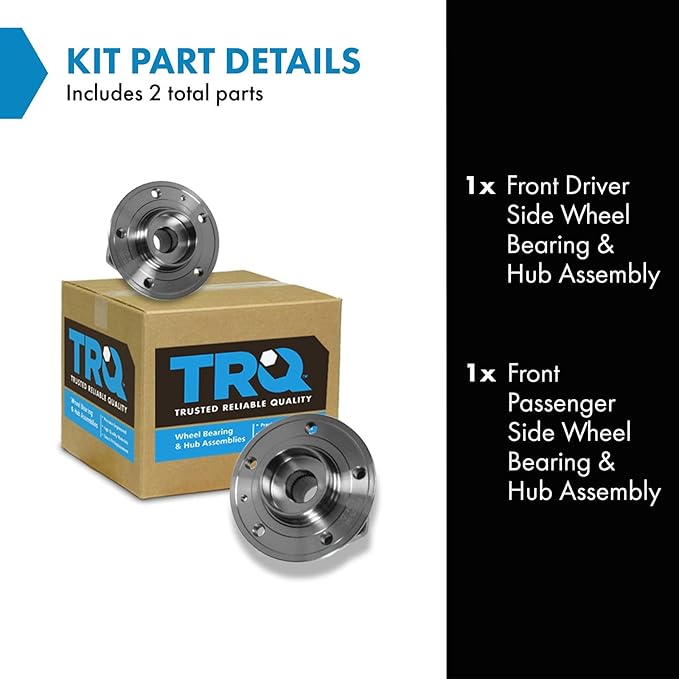 TRQ 2 Piece Front Wheel Bearing & Hub Assembly Set Compatible with 1999-2004 Volvo C70 1999-2000 S70 V70