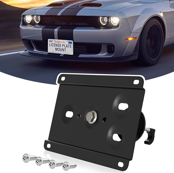Front License Plate Holder No-Drill License Plate Bracket Mount Anti-Theft Frame Replacement Frames Compatible with 2008-up Challenger, 2011-up Charger, 2011-up Durango, 2011-up Grand Cherokee