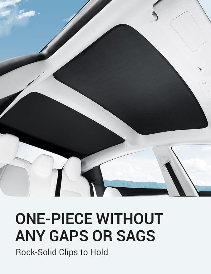 BASENOR 2017-2020 Tesla Model 3 Sunshade Roof, Front & Rear Glass Roof Sun Shades with Storage Bag, Sunroof Shade Blocking Heat Cover for Model 3 Interior Accessories Black