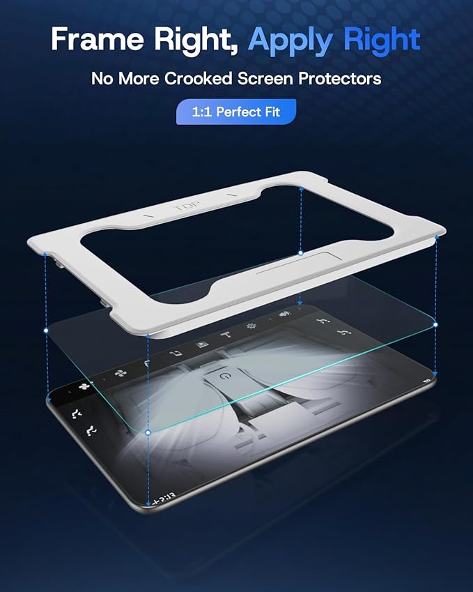 8 inch Rear Screen Protector for New Tesla Model 3/Y Accessories [No-edge Gaps & 9H] Tempered Glass Screen Protector With Alignment Frame for Tesla Model Y Juniper/Model 3 Highland [Glossy] 1PCS