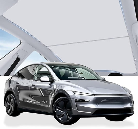 2025-2026 Tesla New Model Y Juniper Sunshade Roof [No Gap,Nano Ice-Crystal Coating] Sunroof Shade,3-Gen Heat Insulation Foldable Glass Roof UV Blocking Cover for New Model Y Juniper Accessories