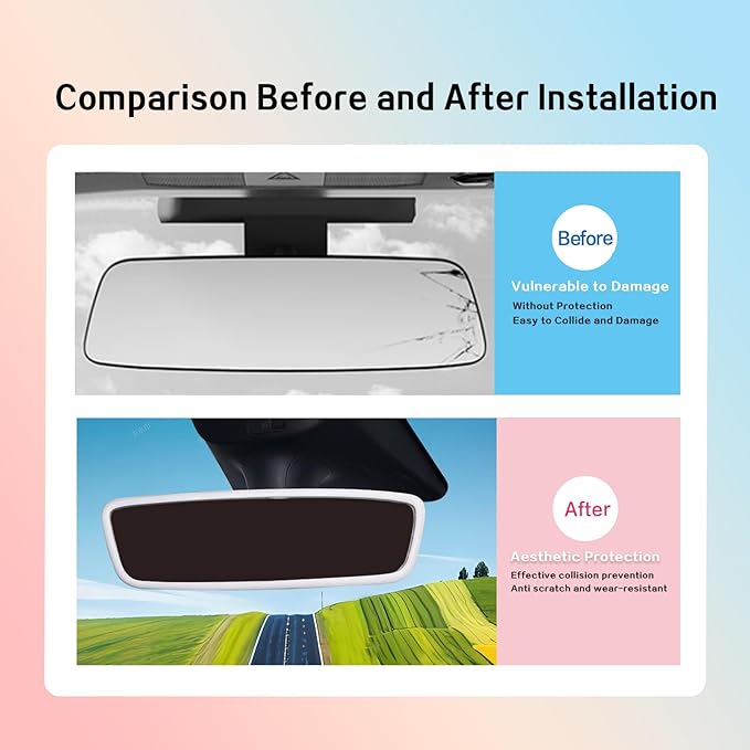 for 2017-2023 Tesla Model 3/2021-2024 Model Y Center Console Armrest Cover Screen and Internal Mirror Protective Cover Interior Accessories (White-M3/Y-3pcs)