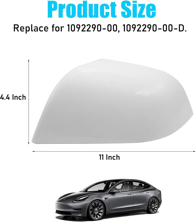 Jaronx Compatible with Tesla Model 3 Side Mirror Cover Replacement 2017 2018 2019 2020 2021 2022 2023 2024 2025, Driver Rear View Door Mirrors Cover Caps for Tesla Model 3 Accessories(Pearl White)