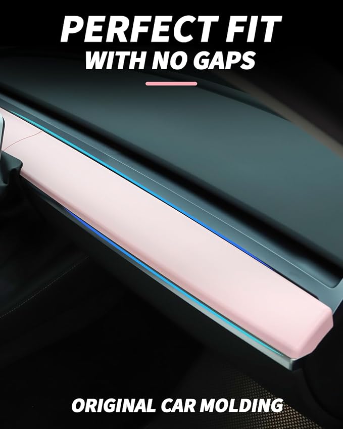 KKTR-CAR Dashboard Cover Wrap and Front Door Inner Armrest Panel Cover Trim Compatible with Tesla Model 3 2021-2023 Model y 2020-2025,NOT for Performance (Pink, 4pcs)
