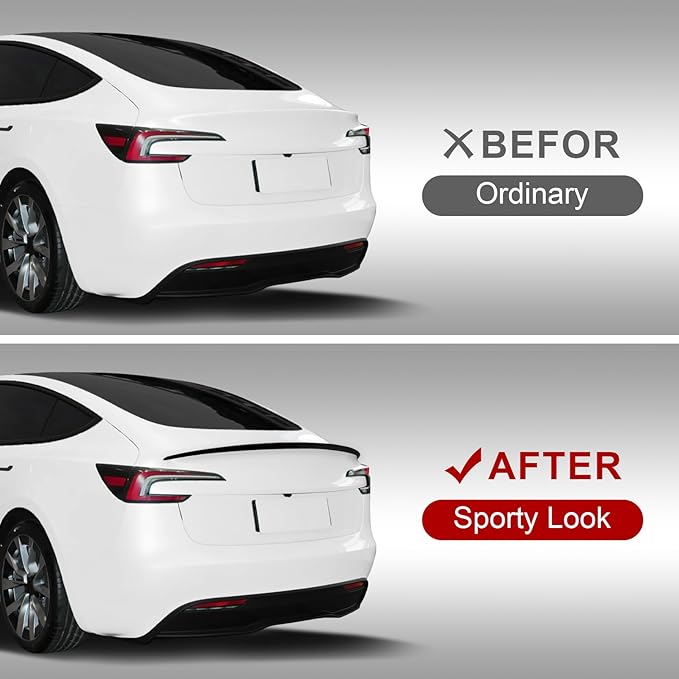 Spoiler Fit for Tesla Model 3 2017-2023, Upgrade ABS Material Rear Spoiler Wing OEM Rear Trunk Lip, Model 3 Accessories, Matte Black