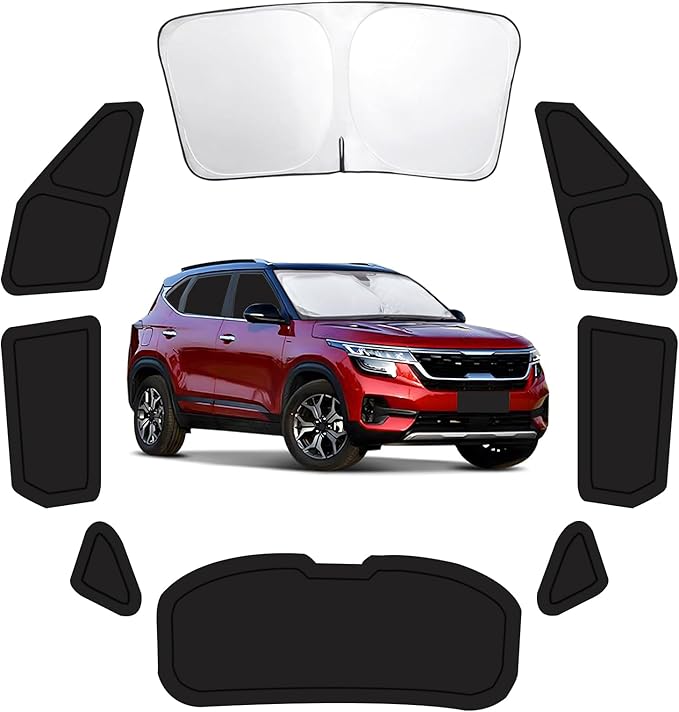 8PCS Car Window Shades for KIA Seltos KX3 2021-2024, Window Covers for Seltos KX3 Windshield Side Rear Windows, Full Set Privacy Protection Car Sunshade with UV Blocking for Camping Napping