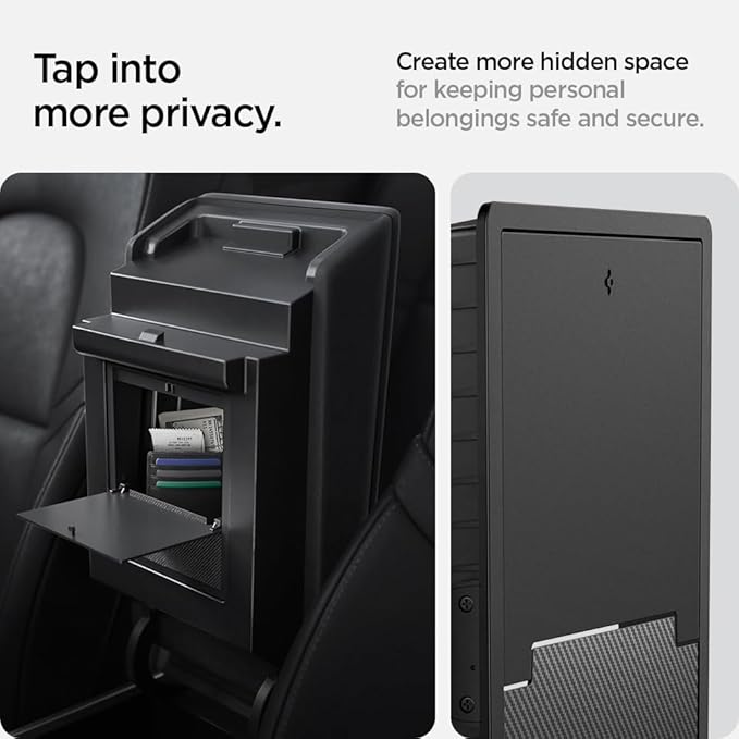 Spigen One-Tap Hidden Storage Box for Tesla Model Y (2020-2024) & Model 3 (2017-2023) [Not for Model Y Juniper (2025/26) and Model 3 Highland (2024/25)]