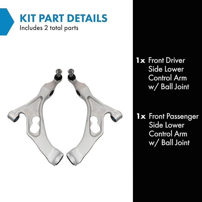 TRQ Front Lower Driver and Passenger Side Control Arm and Ball Joint Set 2 Piece Compatible with 2011-2015 Audi Q7 2011-2016 Porsche Cayenne 2018 Porsche Cayenne 2011-2017 Volkswagen Touareg