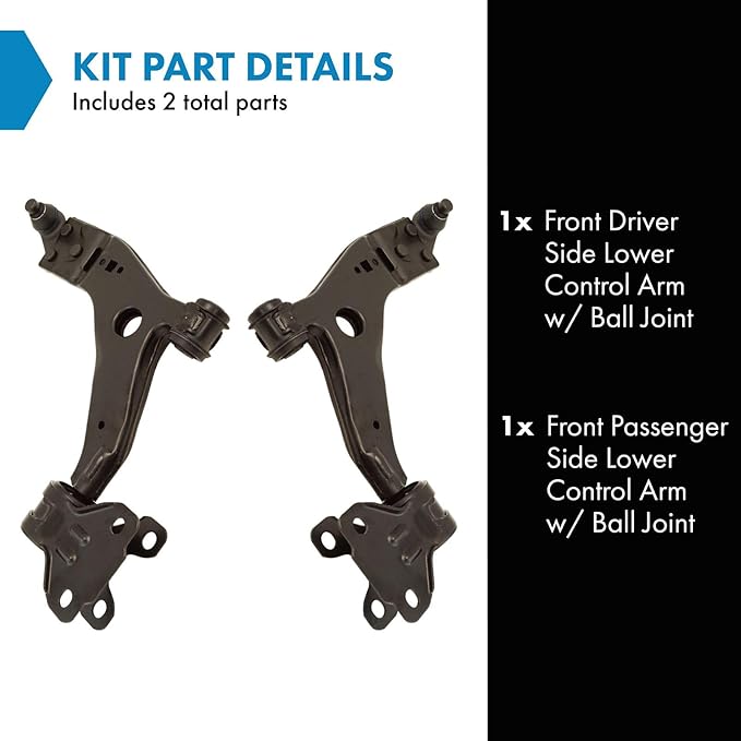 TRQ Front Left and Right Lower Control Arm with Ball Joint Set 2 Piece Compatible with 2013-2019 Ford Escape