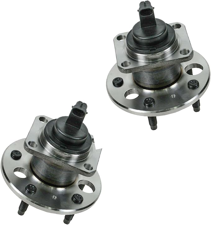 TRQ 2 Piece Rear Wheel Bearing & Hub Assembly Set Compatible with 2000-2005 Buick Lesabre 2006-2011 Lucerne 1997-2005 Park Avenue 1991 Reatta 1991-1999 Riviera 1991-1992 Cadillac Allante DeVille DTS