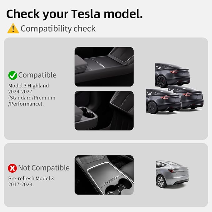 All Weather Cargo Liners for Tesla Model 3 Highland 2024/2025/2026 Accessories Trunk Mats,Frunk Rear Trunk Tray Mats
