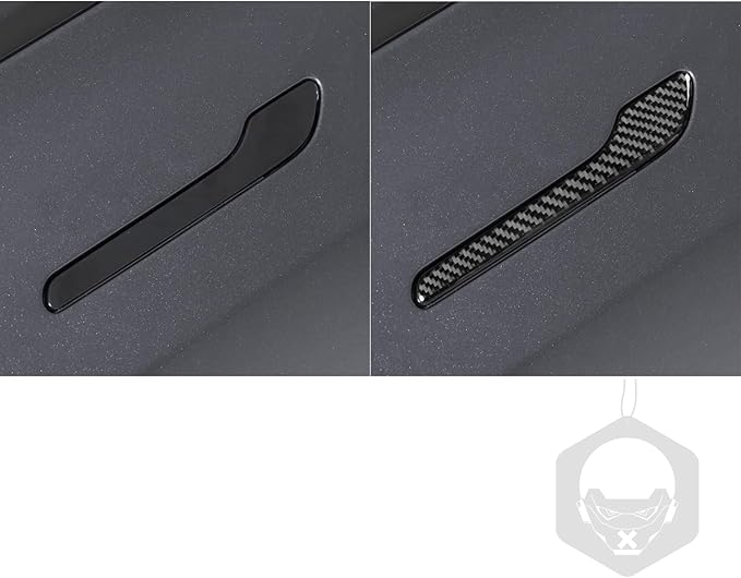Carbon Fiber Stickers Door Handle Decoration Cover Car Exterior Trim Compatible with Tesla Model 3 2024 Accessories Anti-Scratch Strip Anti-Kick Film Decorative Stickers