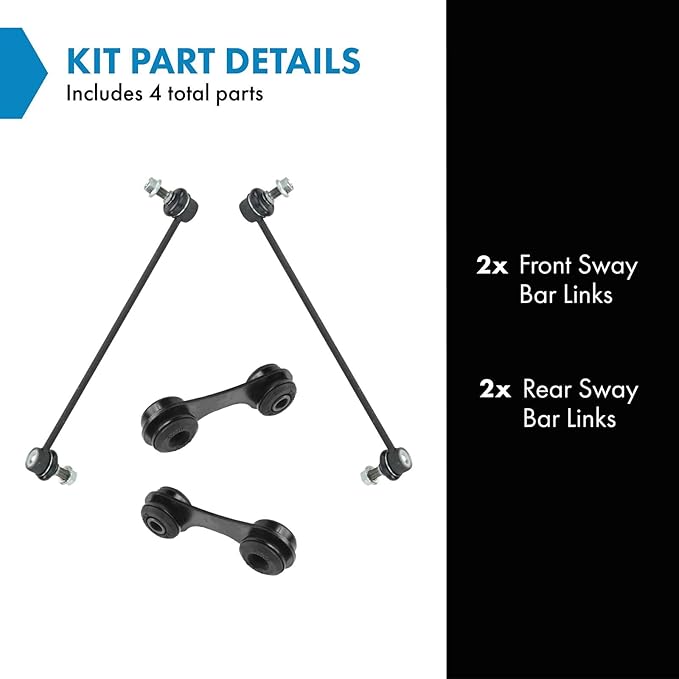 TRQ Front & Rear Sway Bar Stabilizer Link Set Compatible with 2003-2011 Saab 9-3 2010-2011 9-3X