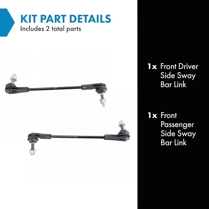TRQ Front Driver and Passenger Side Sway Bar Link Set 2 Piece Compatible with 2016-2019 Chevrolet Cruze 2016-2019 Volt