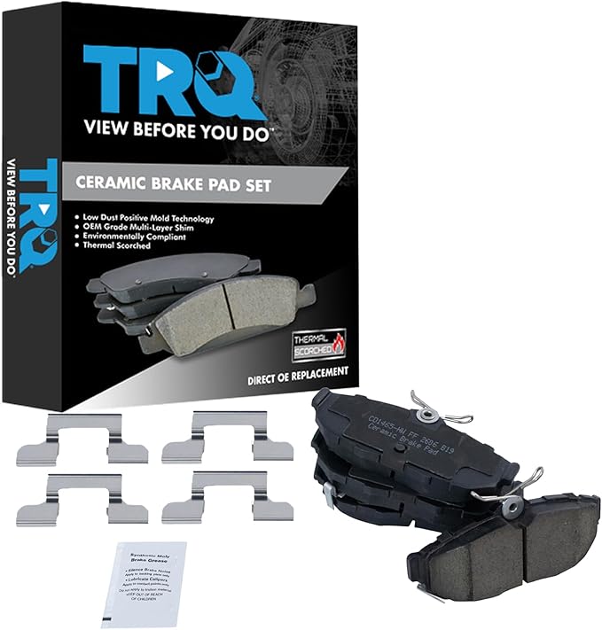 TRQ Rear Brake Pads Ceramic Compatible with 2011-2014 Ford Mustang