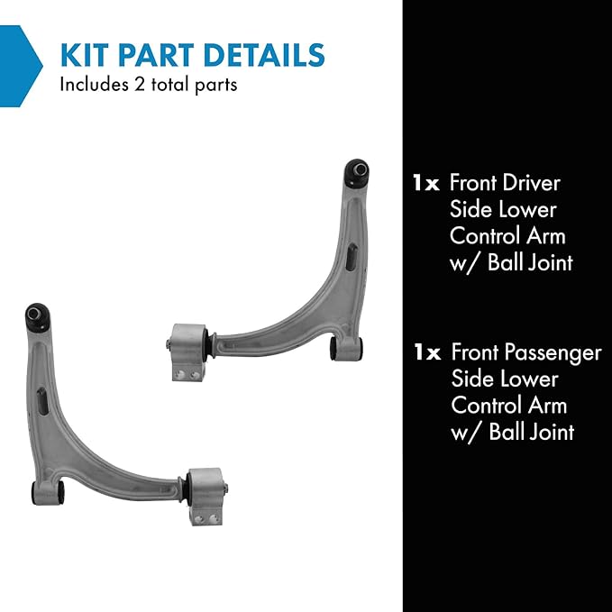 TRQ Front Left and Right Lower Control Arm with Ball Joint Set 2 Piece Compatible with 2004-2012 Chevrolet Malibu 2005-2010 Pontiac G6 2007-2009 Saturn Aura