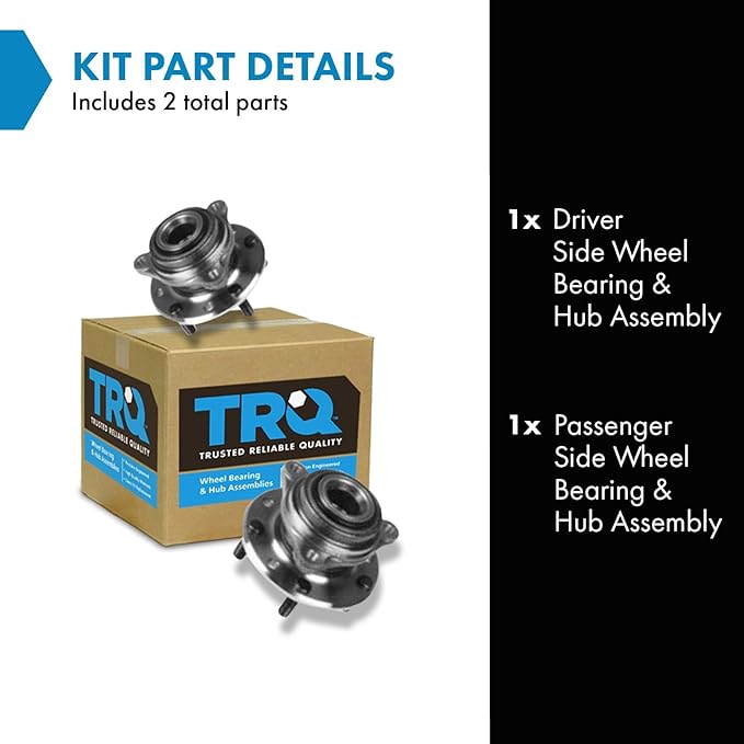 TRQ 2 Piece Front Wheel Bearing & Hub Assembly Set Compatible with 1979-1985 Buick Riviera Cadillac Eldorado 1980-1985 Seville 1984-1996 Chevrolet Corvette 1983-1990 S10 S10 Blazer 1990-1991 GMC Jimm