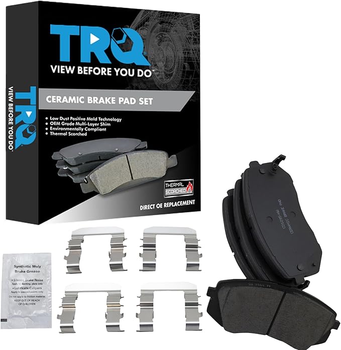 TRQ Front Brake Pads Ceramic Hardware Wear Sensor Compatible with 2015-2016 Hyundai Sonata 2011-2017 Tucson 2007-2010 Kia Rondo 2014-2016 Cadenza 2011-2016 Sportage 2015-2016 Soul EV