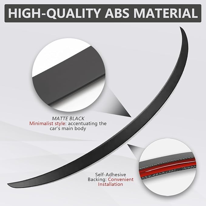 ABS Spoiler for Tesla Model 3 Rear Spoiler Rear Trunk Spoiler Sport & Performance Type Rear Spoiler Wings Tesla Model 3 Accessories (Matte Black)