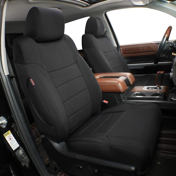 EKR Model S Seat Covers Custom Fit for Tesla Model S 2017 2018 2019 2020,(Front Adjustable Headrests, Rear Full Side Coverage),Neoprene Truck Seat Cover Full Set for SUV,Neoprene (Black)