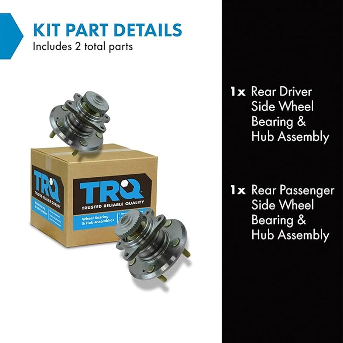 TRQ Rear Left and Right Wheel Bearing and Hub Assembly Set 2 Piece Compatible with 2006-2009 Hyundai Sonata 2006 Kia Optima 4 Wheel ABS Brakes 5 Lug Wheels 2007-2008 Optima 2009-2010 Optima