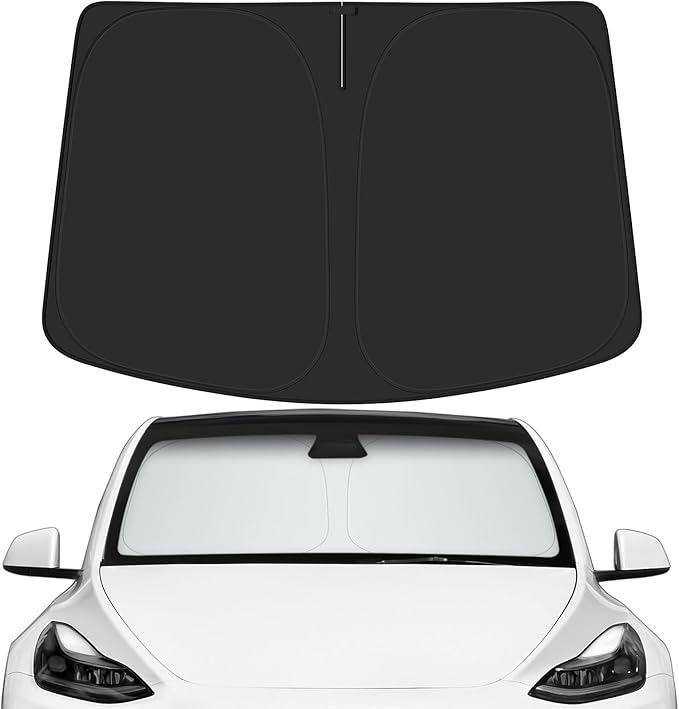 Car Windshield Sun Shade for Tesla 2016-2026 Model Y Juniper Accessories (OEM Design) Reflective Foldable Heat Insulation Sunshade for Ultimate Protection