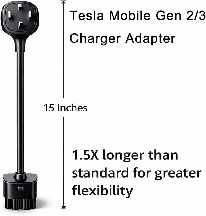 for Tesla NEMA 14-30 Adapter, Tesla Mobile Charger Adapter for Gen 2 and 3 ONLY, 240V Plug & 14-30 Outlet at 24 Amp 15-Inch