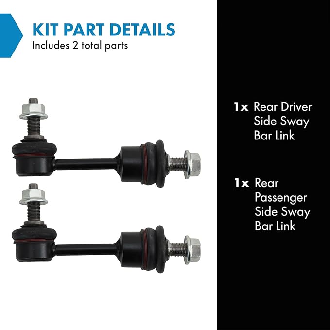 TRQ Rear Driver and Passenger Side Sway Bar Link Set 2 Piece Compatible with 2016-2019 Kia Sorento 2019-2021 Hyundai Santa Fe