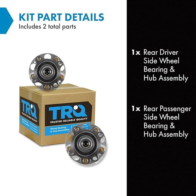 TRQ Rear Wheel Bearing and Hub Assembly Set 2 Piece Compatible with 2008-2012 Honda Accord 2009-2014 Acura TSX