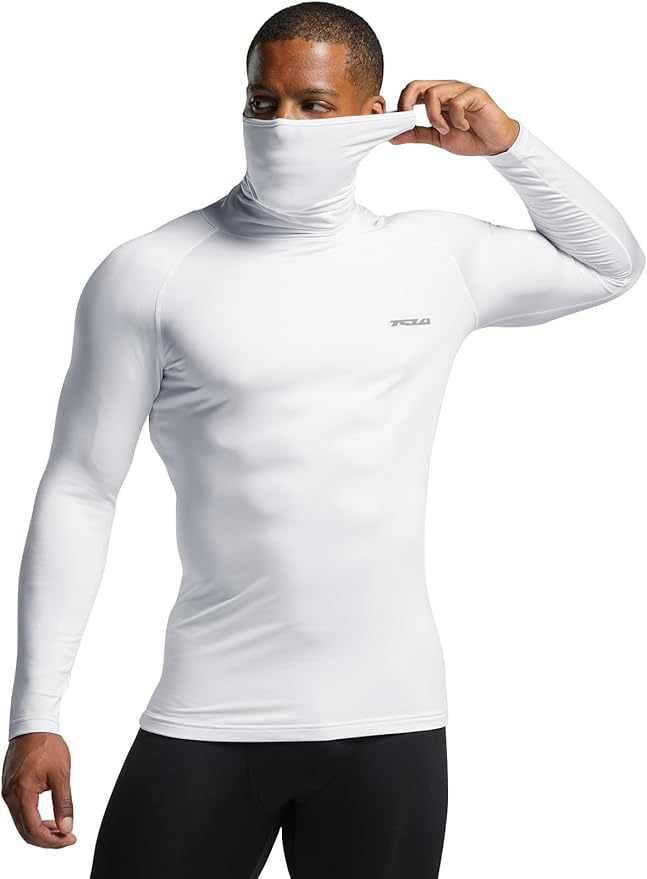 TSLA Men's Thermal Long Sleeve Compression Shirts, Mock/Turtleneck Winter Sports Running Base Layer Top