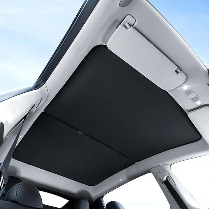 2025 Newly Upgraded Sunshade Roof for Tesla Model Y Nano - Molecular Insulation Technology, Blocks UV Rays & Heat, Ideal Tesla Accessory (Black, Model Y (2020-2024)