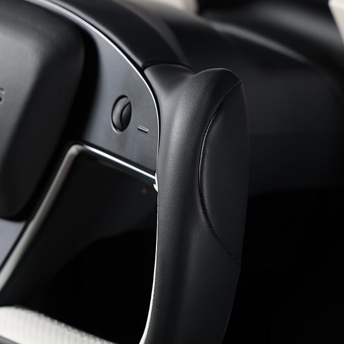 MEWANT Hand Stitched Tesla Model S Yoke Steering Wheel Cover Wrap for Tesla Model S 2021-2023 / Model X 2021-2023 Tesla Yoke Steering Wheel Accessories(3D Style)