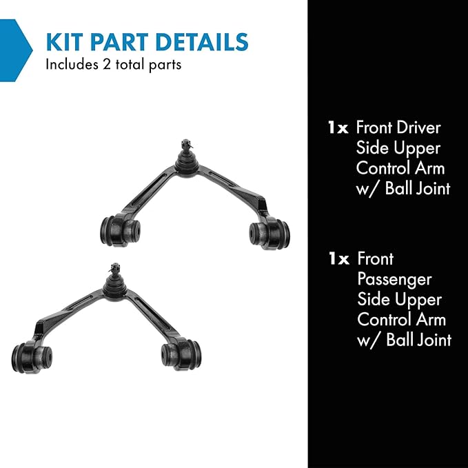 TRQ Front Upper Left and Right Control Arm and Ball Joint Set 2 Piece Compatible with 97-03 Ford F-150 4WD 97-02 Expedition 4WD Without Air Suspension 97-99 F-250 4WD 98-02 Lincoln Navigator 4WD