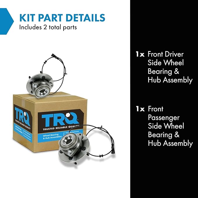 TRQ Front Left and Right Wheel Bearing and Hub Assembly Set 2 Piece Compatible with 2006-2009 Dodge Durango 2007-2009 Chrysler Aspen