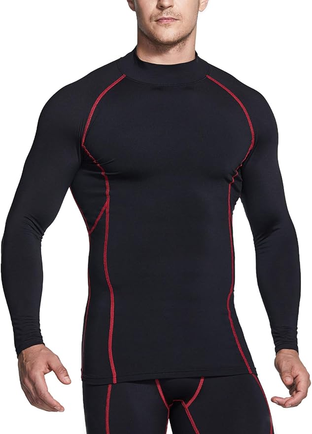 TSLA Men's Thermal Long Sleeve Compression Shirts, Mock/Turtleneck Winter Sports Running Base Layer Top
