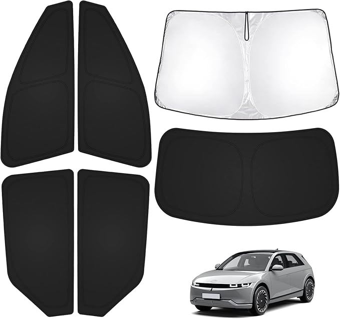 T TGBROS Windshield Sun Shade for Hyundai Ioniq 5 2022-2025 Car Window Shades Thicken UV Block and Blackout Privacy Foldable Sunshades 6PCS Accessories Keep Cool Sun Visor Covers