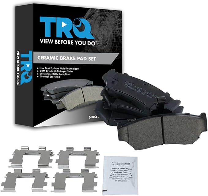 TRQ Front Brake Pads Ceramic Compatible with 1998-2004 Chevrolet Tracker 1996-1997 Geo Tracker 1991-1998 Suzuki Sidekick 1999-2004 Suzuki Vitara