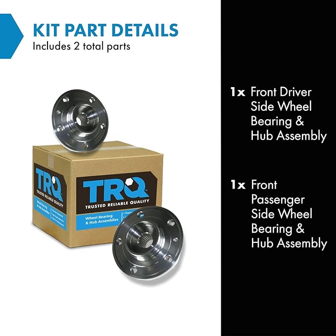 TRQ Front Left and Right Wheel Bearing and Hub Assembly Set 2 Piece Compatible with 1994-1997 Volvo 850 1998 S70 1998 V70 1998 C70