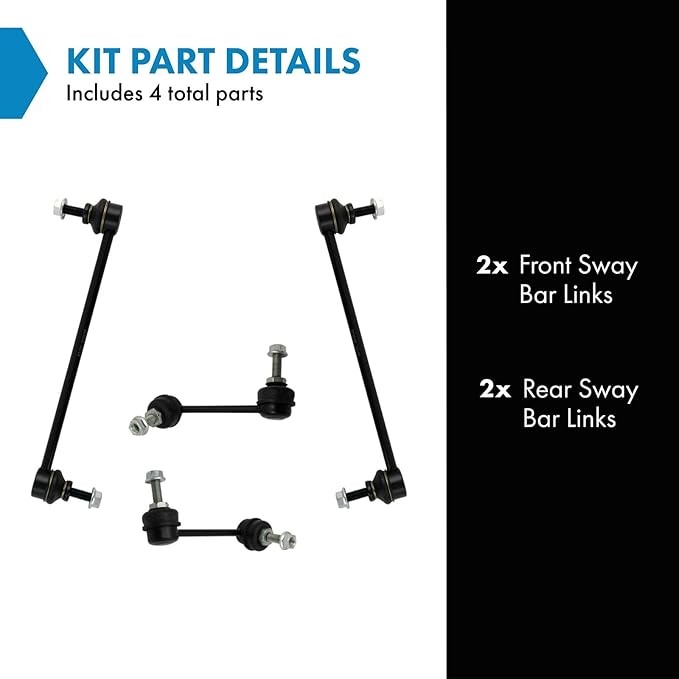 TRQ Front and Rear Sway Bar Link Set 4 Piece Compatible with 2013-2016 Dodge Dart