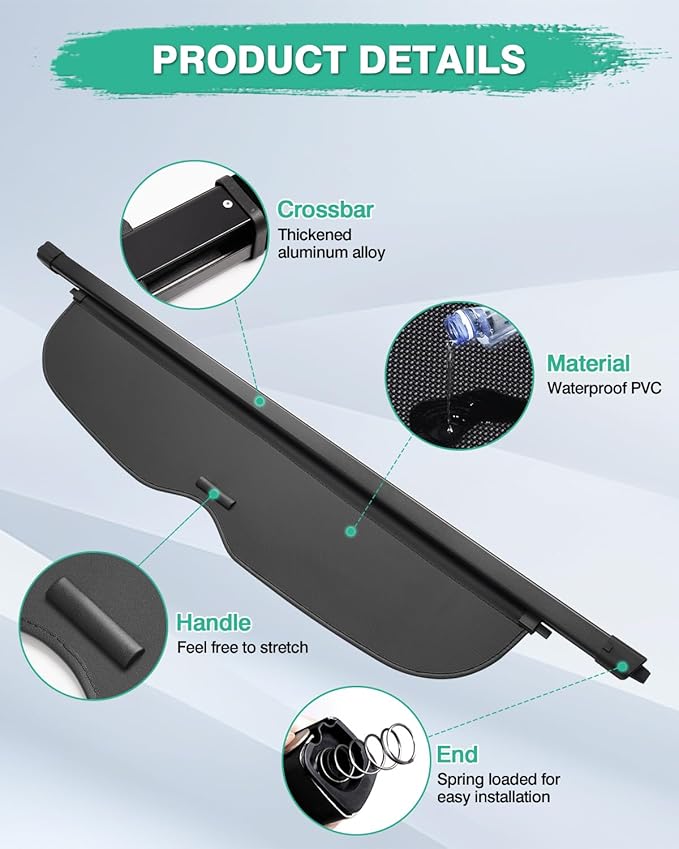 Powerty Cargo Cover for 2019-2024 2025 Honda Passport Accessories Trunk Cover Retractable Trunk Shielding Shade Cargo Luggage Cover