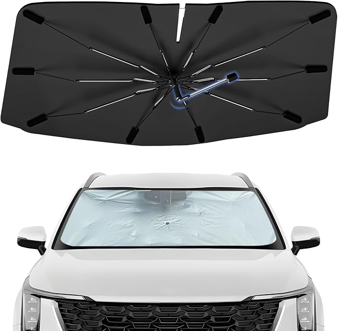 Windshield Sun Shade Umbrella for Kia Sorento 2021-2026, Foldable Car Sunshade for Front Window, Highly Reflective Auto Sun Shield Visor for UV Protection, Keep Car Cool Accessories