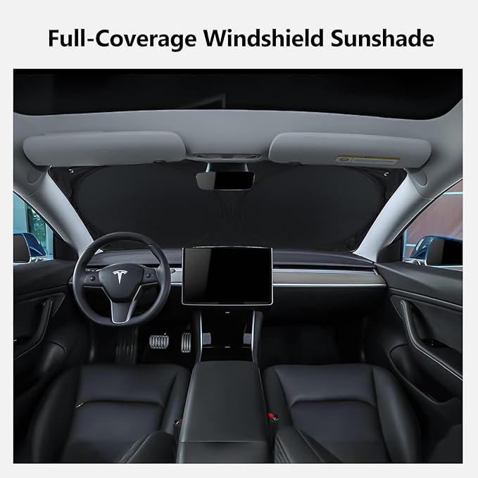 2025 Tesla Model Y Juniper Windshield Sunshade Full-Size Folding Heat Insulation Front Window Sun Shade Umbrella Heat UV Protection Visor Accessories for Model Y 2020-2025 Juniper Accessories