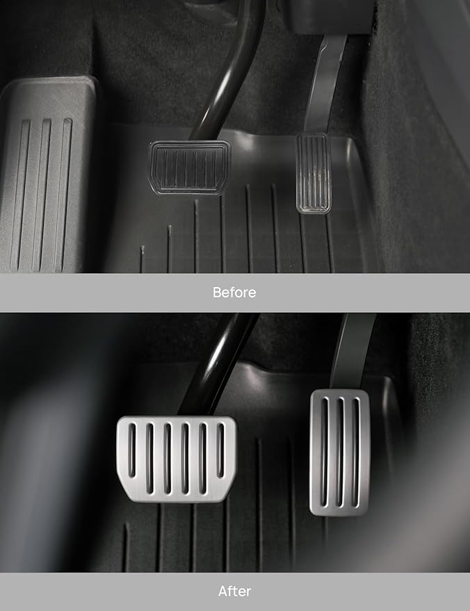 TPARTS Aluminum Self-Flip Lock Performance Pedal Sets Accelerator Brake Pedals Cover for Tesla Model 3 & Model Y Non-Slip Protector Accessories Foot Pedal Pad Replacement
