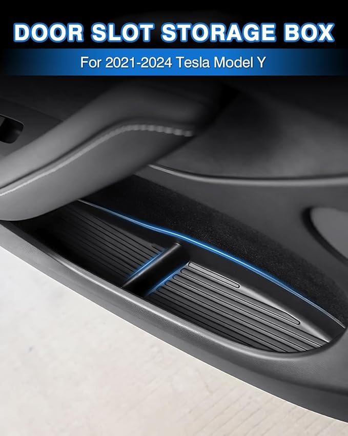 Shademax Car Door Organizer Tray for Tesla Model Y 2021-2024 (Not for Model Y Juniper) Door Side Storage Box Insert for Tesla Model Y Accessories 2024 - TPE Material, Black, 4 Pieces